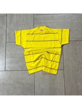 Vintage Lee Yellow Striped Short Sleeve Shirt Medium